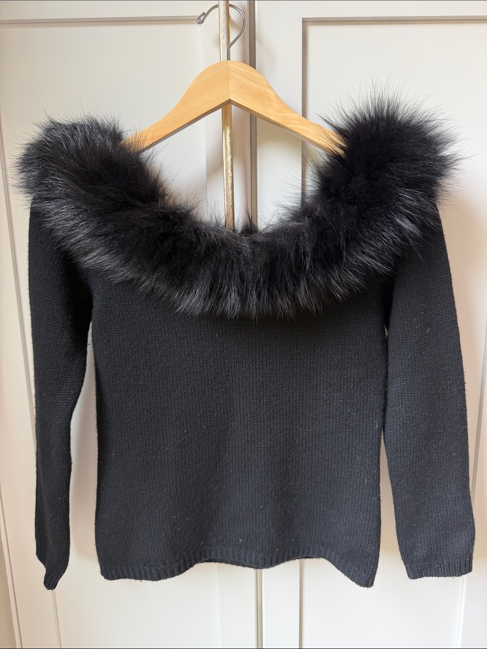 Vintage Bluemarine off-the-should Sweater with Faux Fur Trim
